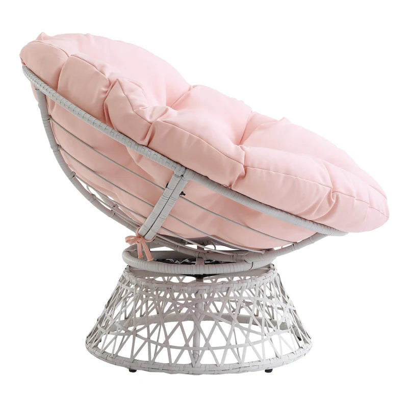 Fauteuil Papasan moderne en osier tressé avec coussin style bohème