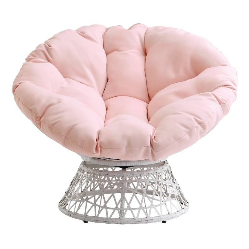 Fauteuil Papasan moderne en osier tressé avec coussin style bohème