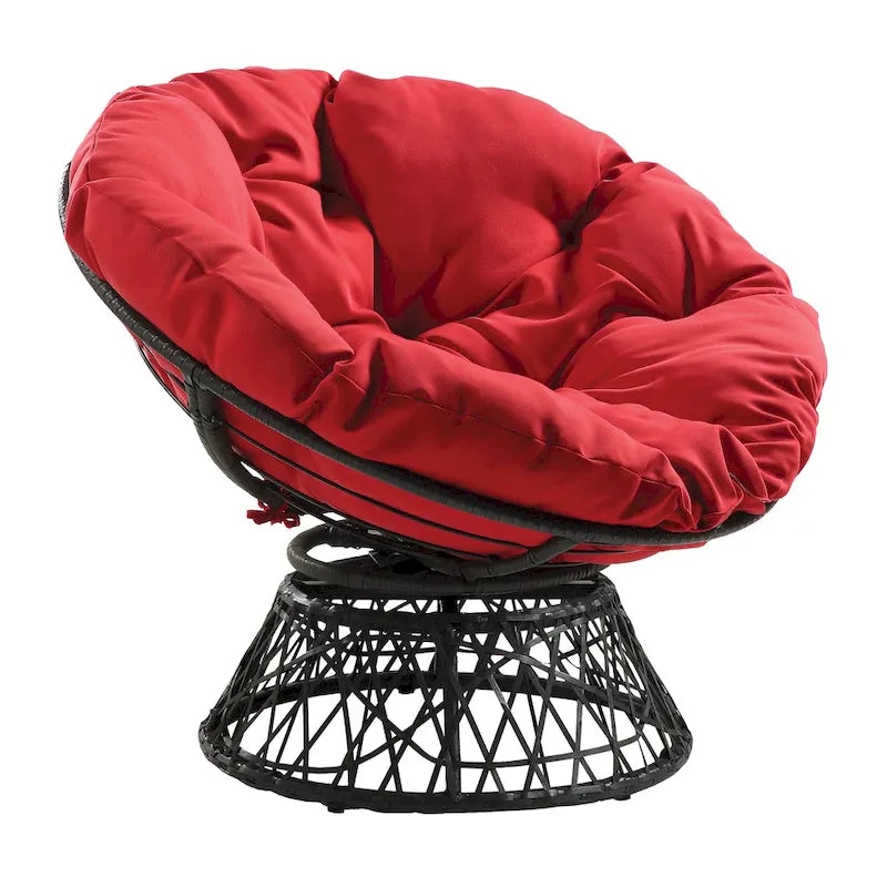 Fauteuil Papasan moderne en osier tressé avec coussin style bohème