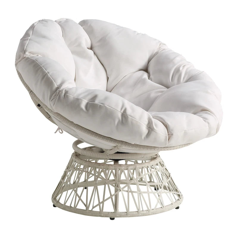 Fauteuil Papasan moderne en osier tressé avec coussin style bohème