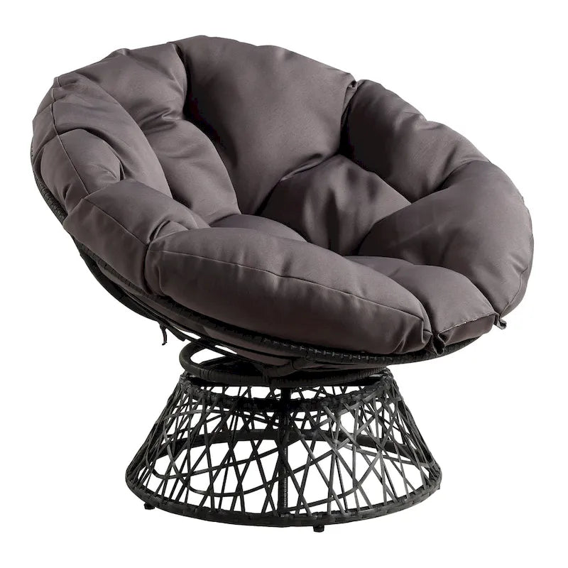 Fauteuil Papasan moderne en osier tressé avec coussin style bohème