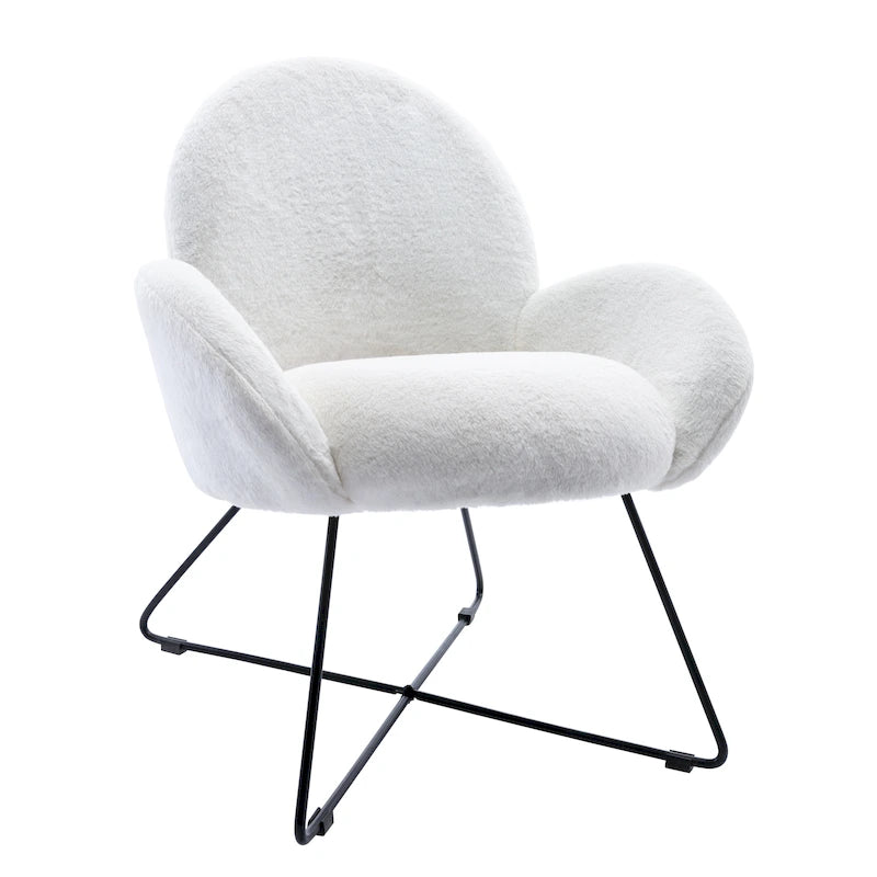 Fauteuil d'appoint moderne en polaire avec accoudoirs