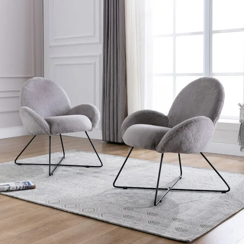 Fauteuil d'appoint moderne en polaire avec accoudoirs