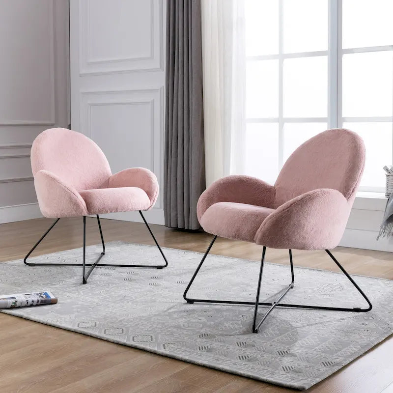 Fauteuil d'appoint moderne en polaire avec accoudoirs