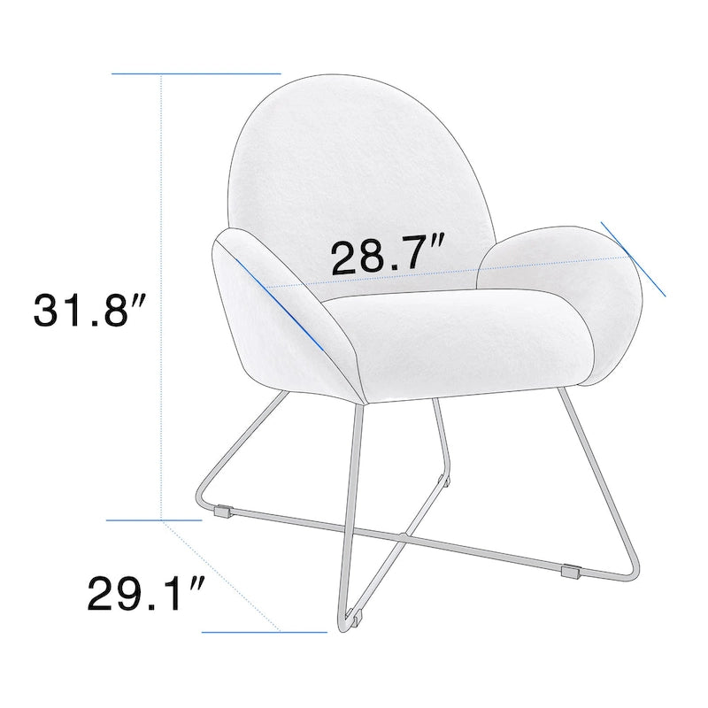 Fauteuil d'appoint moderne en polaire avec accoudoirs