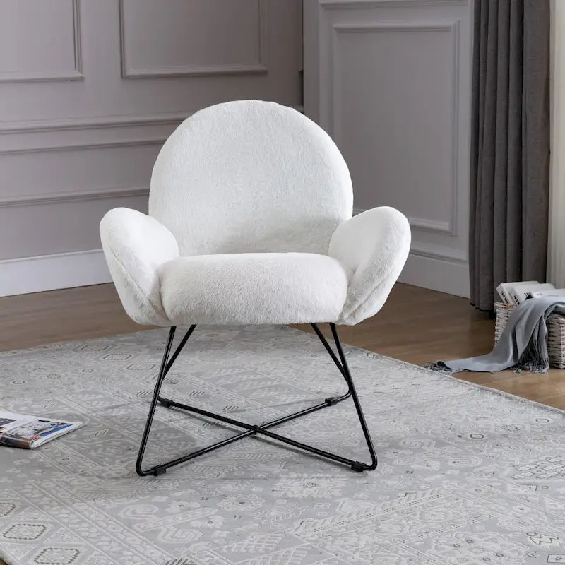 Fauteuil d'appoint moderne en polaire avec accoudoirs