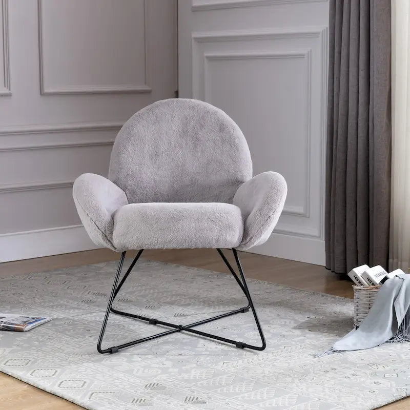 Fauteuil d'appoint moderne en polaire avec accoudoirs