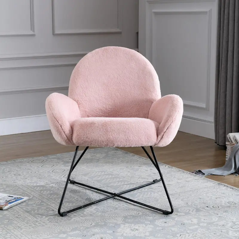 Fauteuil d'appoint moderne en polaire avec accoudoirs