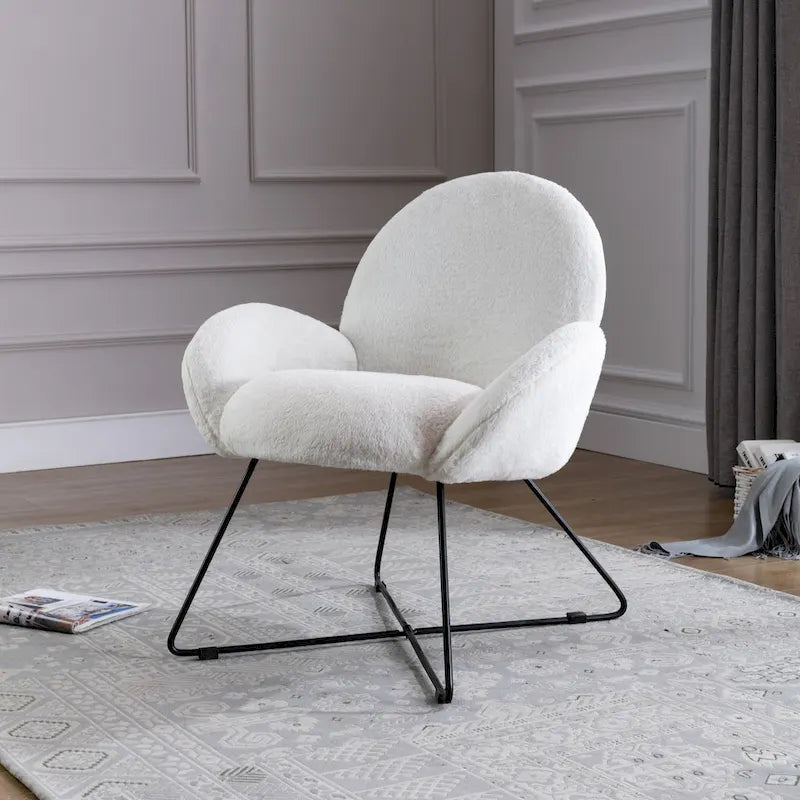 Fauteuil d'appoint moderne en polaire avec accoudoirs