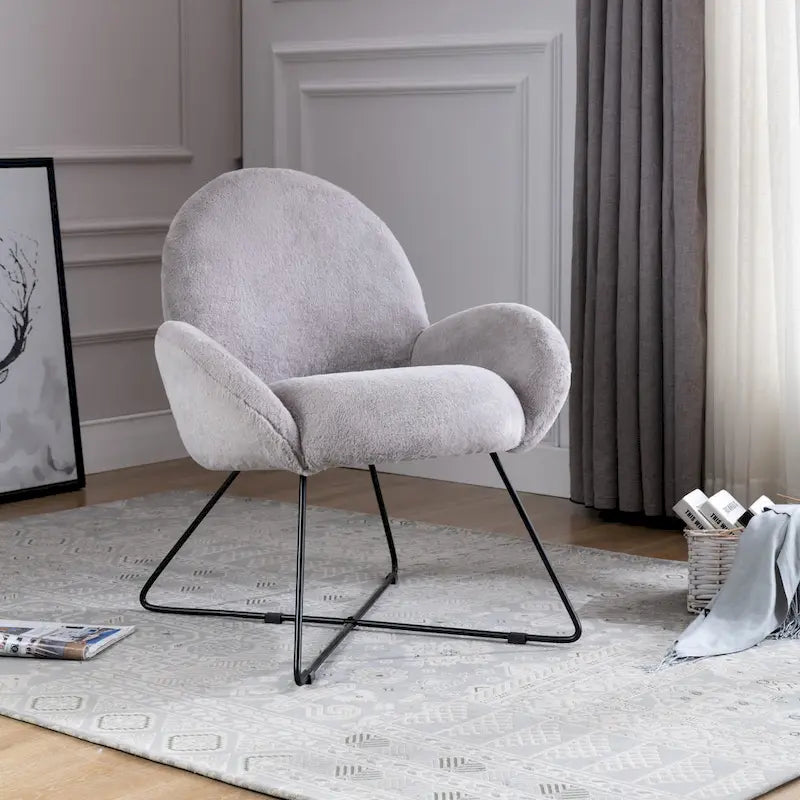 Fauteuil d'appoint moderne en polaire avec accoudoirs