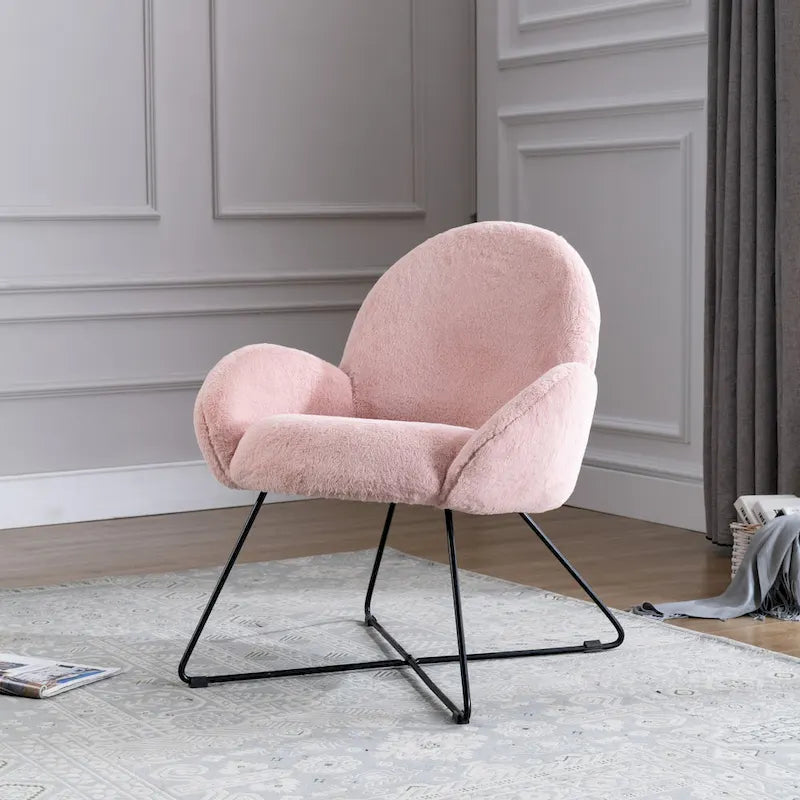 Fauteuil d'appoint moderne en polaire avec accoudoirs