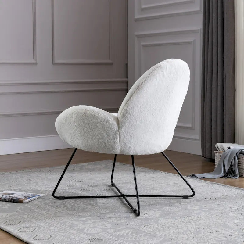 Fauteuil d'appoint moderne en polaire avec accoudoirs