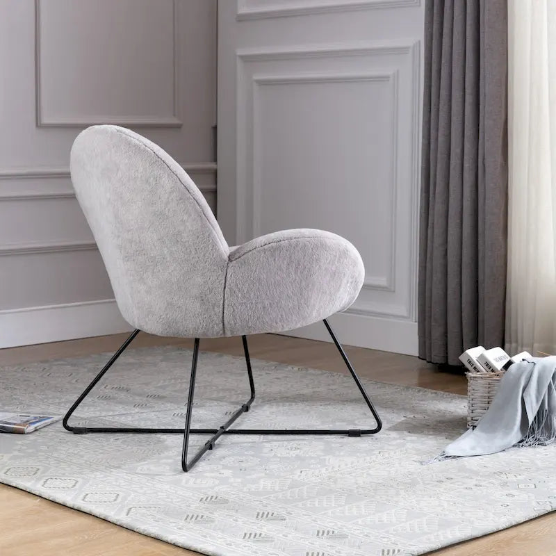 Fauteuil d'appoint moderne en polaire avec accoudoirs