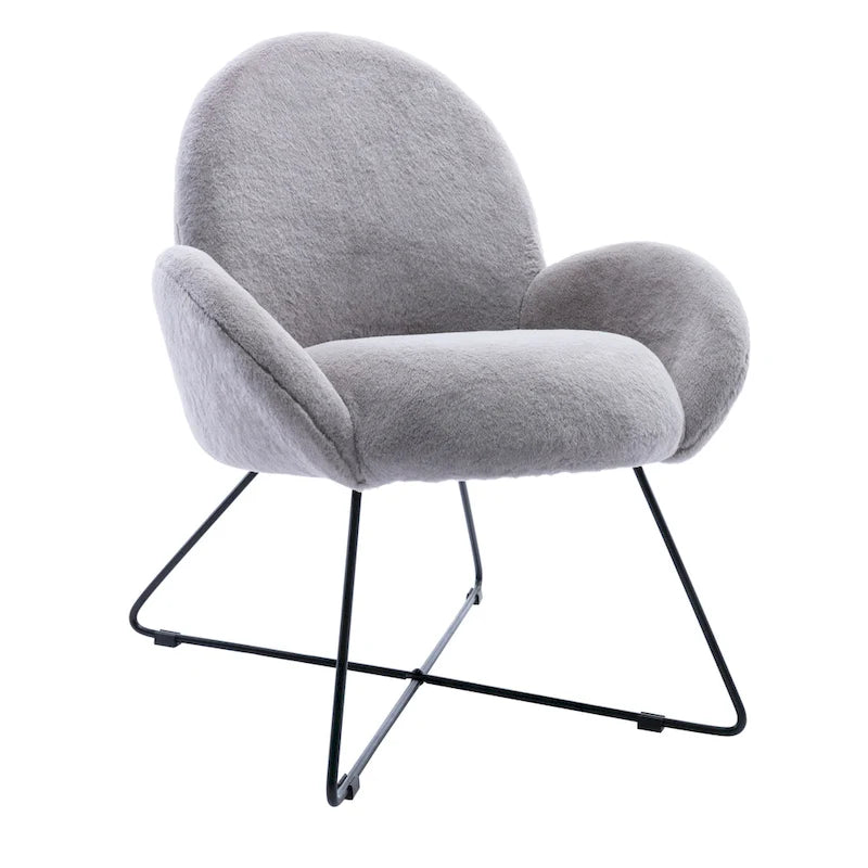 Fauteuil d'appoint moderne en polaire avec accoudoirs