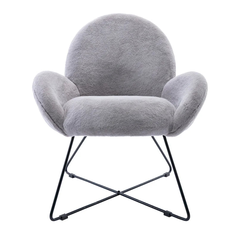 Fauteuil d'appoint moderne en polaire avec accoudoirs