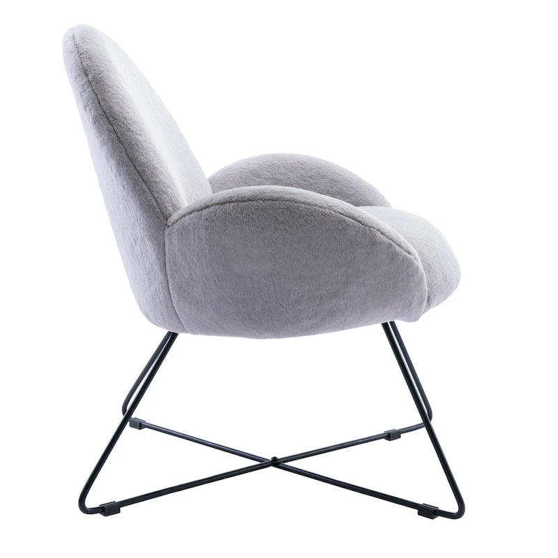 Fauteuil d'appoint moderne en polaire avec accoudoirs