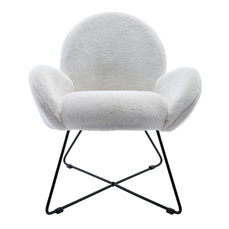 Fauteuil d'appoint moderne en polaire avec accoudoirs