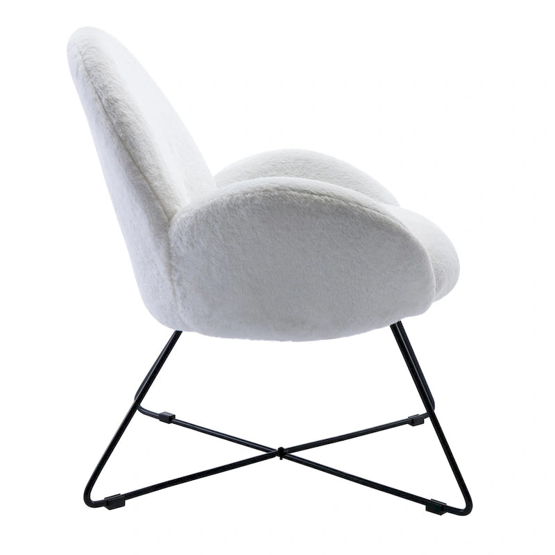 Fauteuil d'appoint moderne en polaire avec accoudoirs