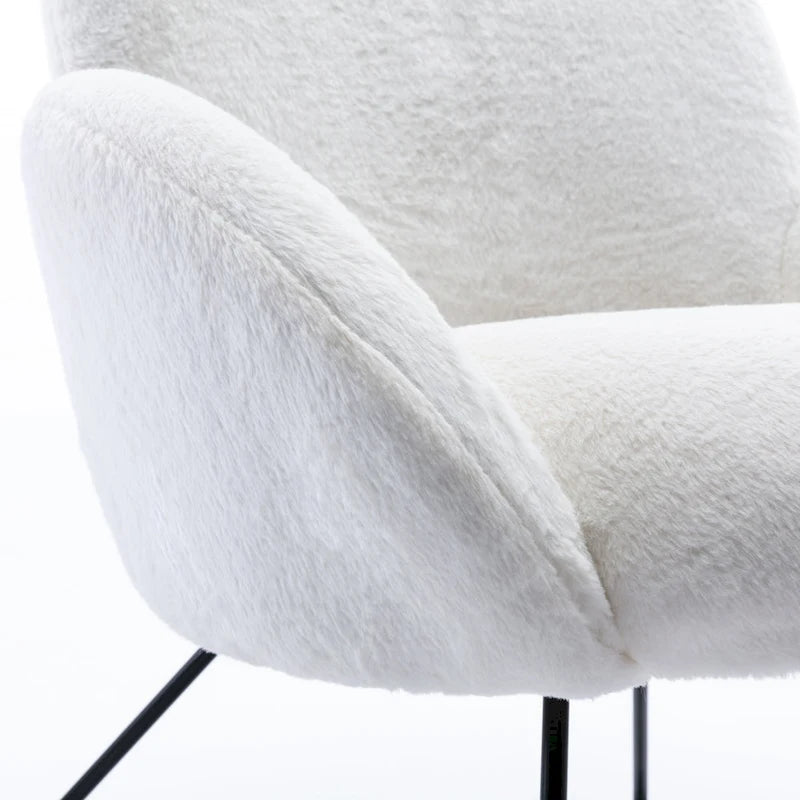Fauteuil d'appoint moderne en polaire avec accoudoirs