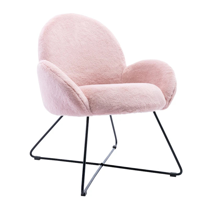 Fauteuil d'appoint moderne en polaire avec accoudoirs