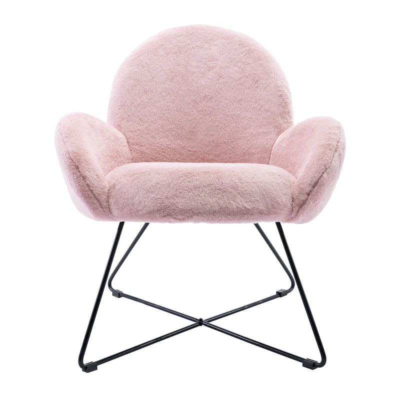 Fauteuil d'appoint moderne en polaire avec accoudoirs