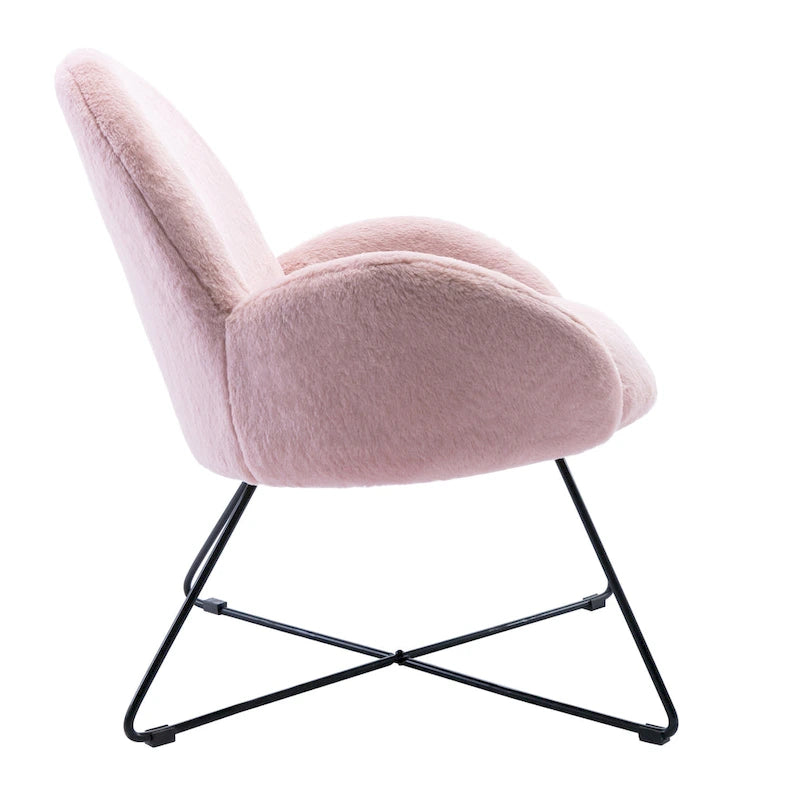 Fauteuil d'appoint moderne en polaire avec accoudoirs