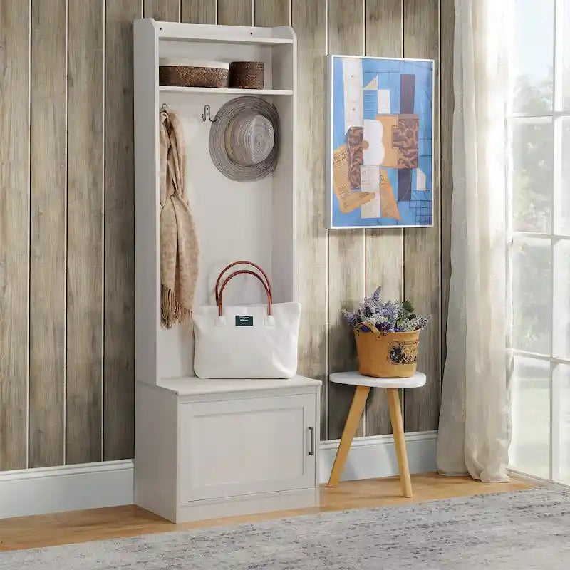 Portemanteau rustique avec banc à chaussures pour entrée avec patère