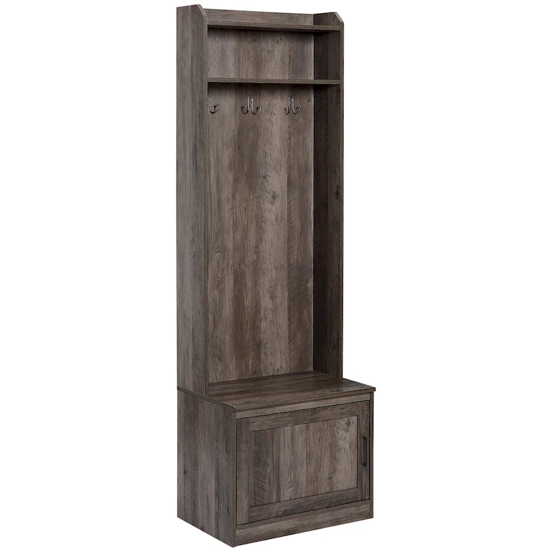 Portemanteau rustique avec banc à chaussures pour entrée avec patère