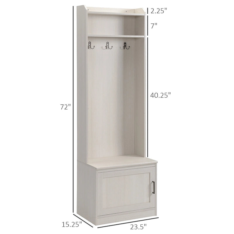 Portemanteau rustique avec banc à chaussures pour entrée avec patère