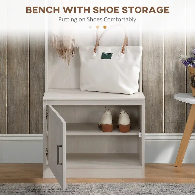 Portemanteau rustique avec banc à chaussures pour entrée avec patère