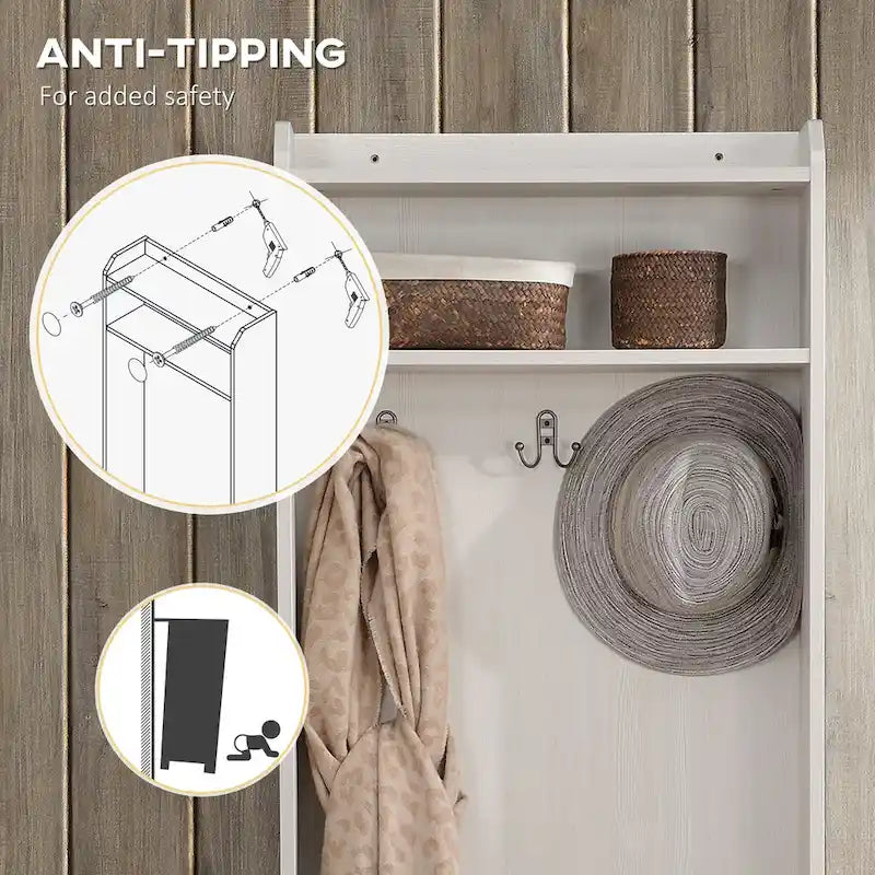 Portemanteau rustique avec banc à chaussures pour entrée avec patère