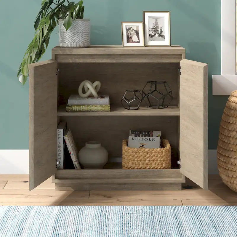 Meuble de rangement d'appoint rectangulaire de 76 cm de large avec étagère réglable