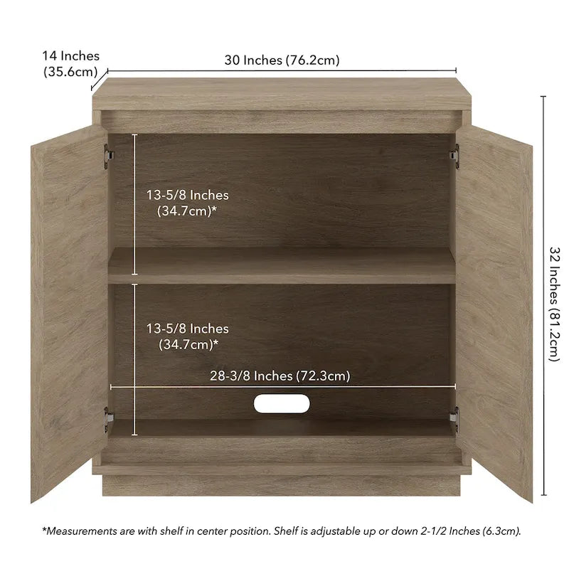 Meuble de rangement d'appoint rectangulaire de 76 cm de large avec étagère réglable