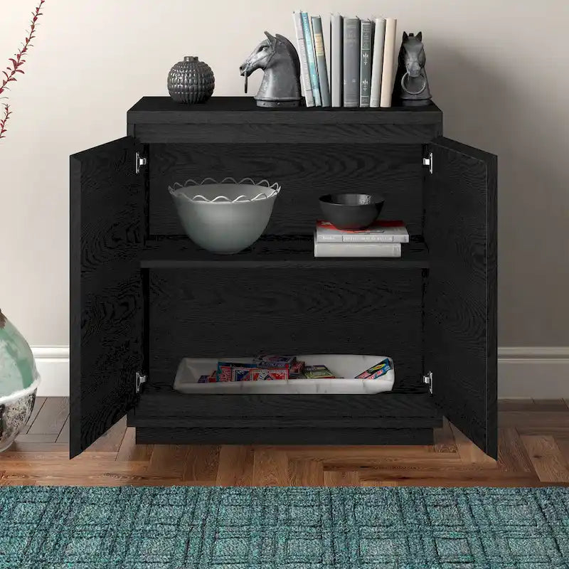 Meuble de rangement d'appoint rectangulaire de 76 cm de large avec étagère réglable