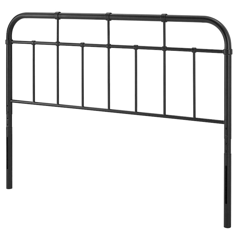 Tête de lit classique en métal noir à fuseaux, format King Size, avec fixation réglable