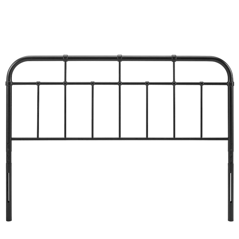 Tête de lit classique en métal noir à fuseaux, format King Size, avec fixation réglable