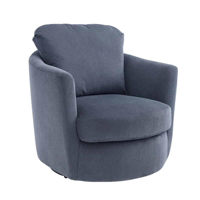 Fauteuil pivotant rond moderne et confortable en velours côtelé