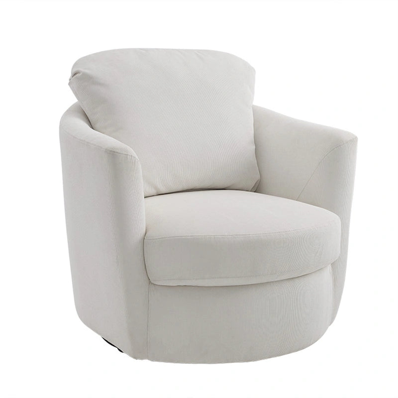 Fauteuil pivotant rond moderne et confortable en velours côtelé