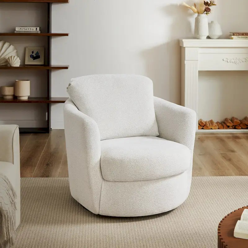 Fauteuil pivotant rond moderne et confortable en velours côtelé
