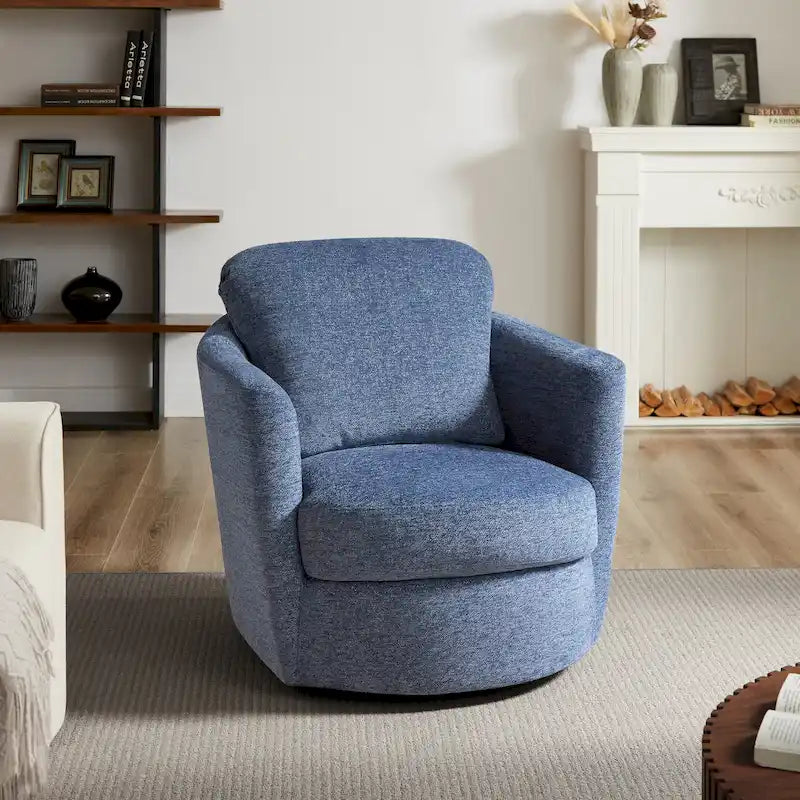 Fauteuil pivotant rond moderne et confortable en velours côtelé