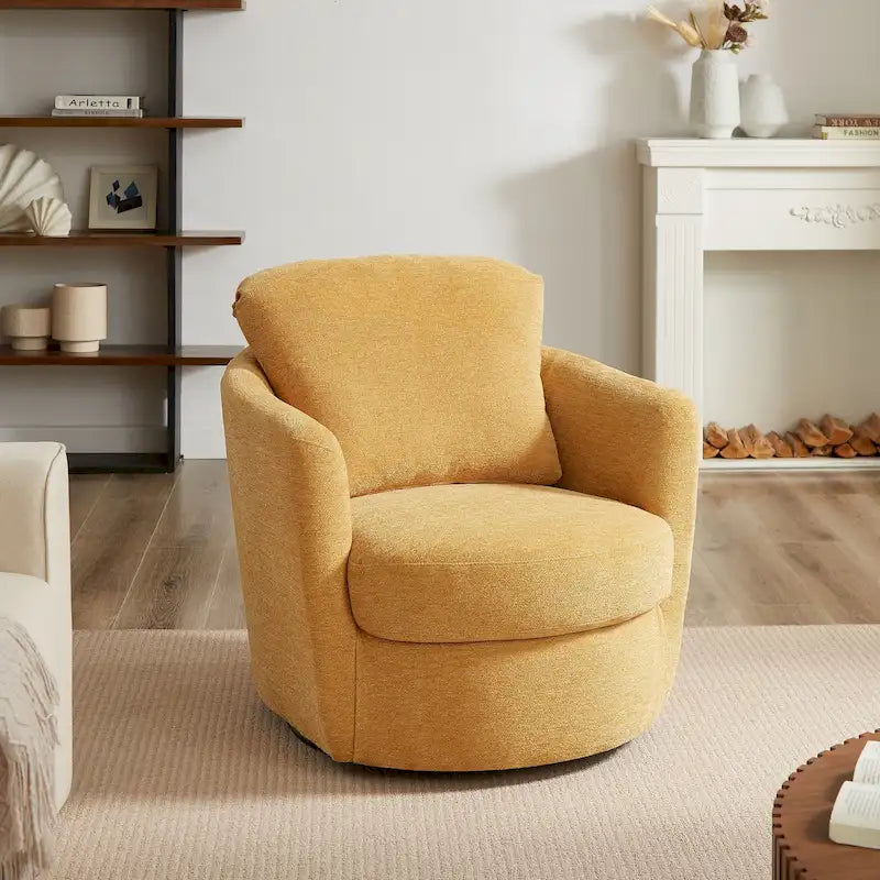 Fauteuil pivotant rond moderne et confortable en velours côtelé
