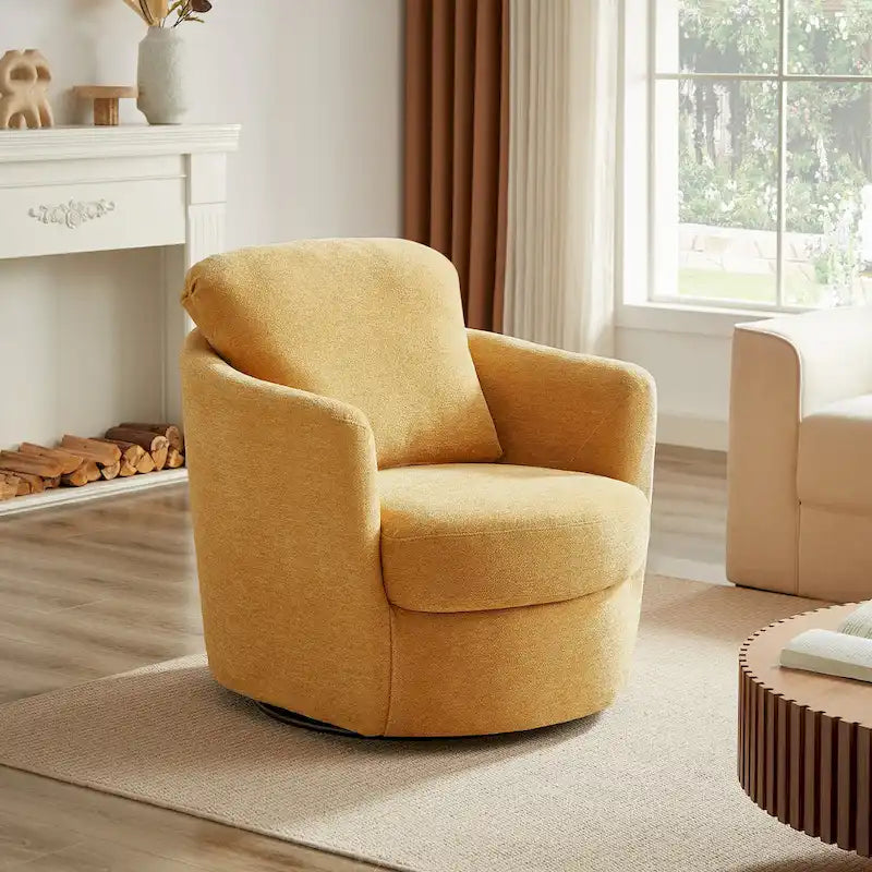 Fauteuil pivotant rond moderne et confortable en velours côtelé