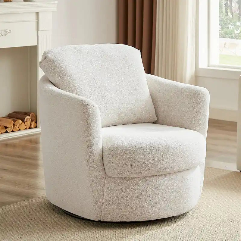 Fauteuil pivotant rond moderne et confortable en velours côtelé