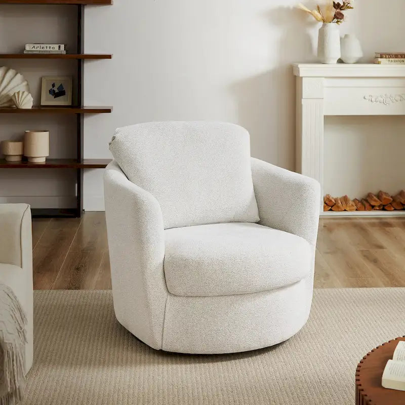 Fauteuil pivotant rond moderne et confortable en velours côtelé