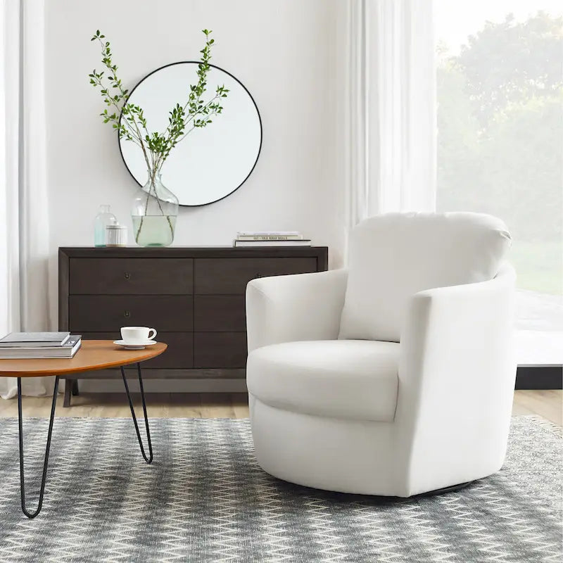 Fauteuil pivotant rond moderne et confortable en velours côtelé