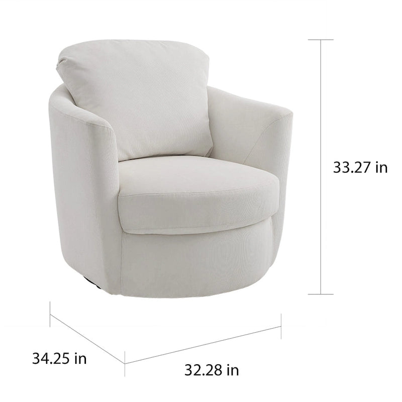 Fauteuil pivotant rond moderne et confortable en velours côtelé