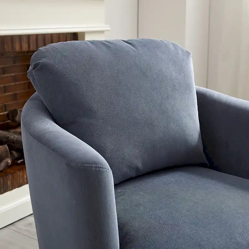 Fauteuil pivotant rond moderne et confortable en velours côtelé