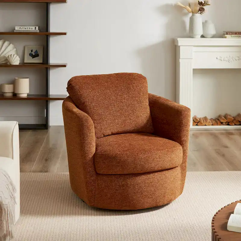 Fauteuil pivotant rond moderne et confortable en velours côtelé