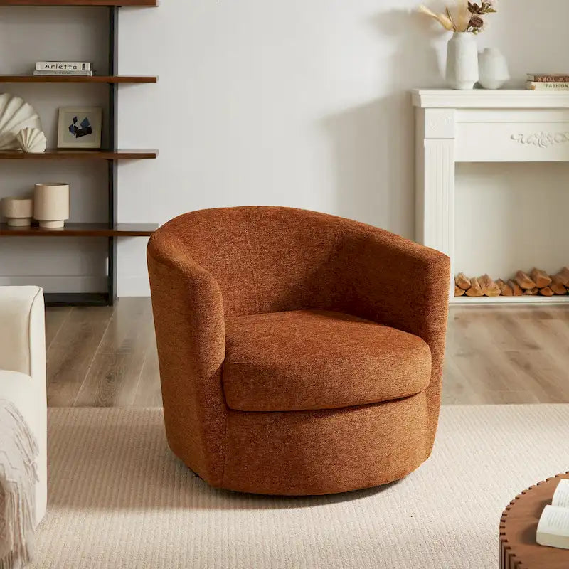Fauteuil pivotant rond moderne et confortable en velours côtelé