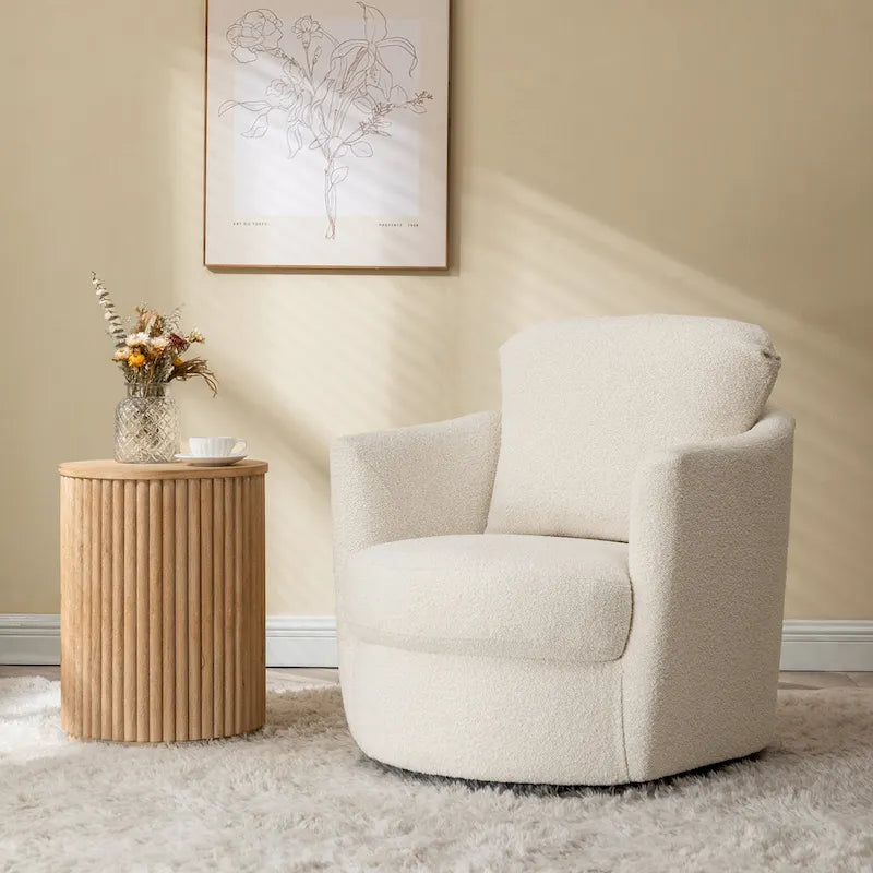 Fauteuil pivotant rond moderne et confortable en velours côtelé